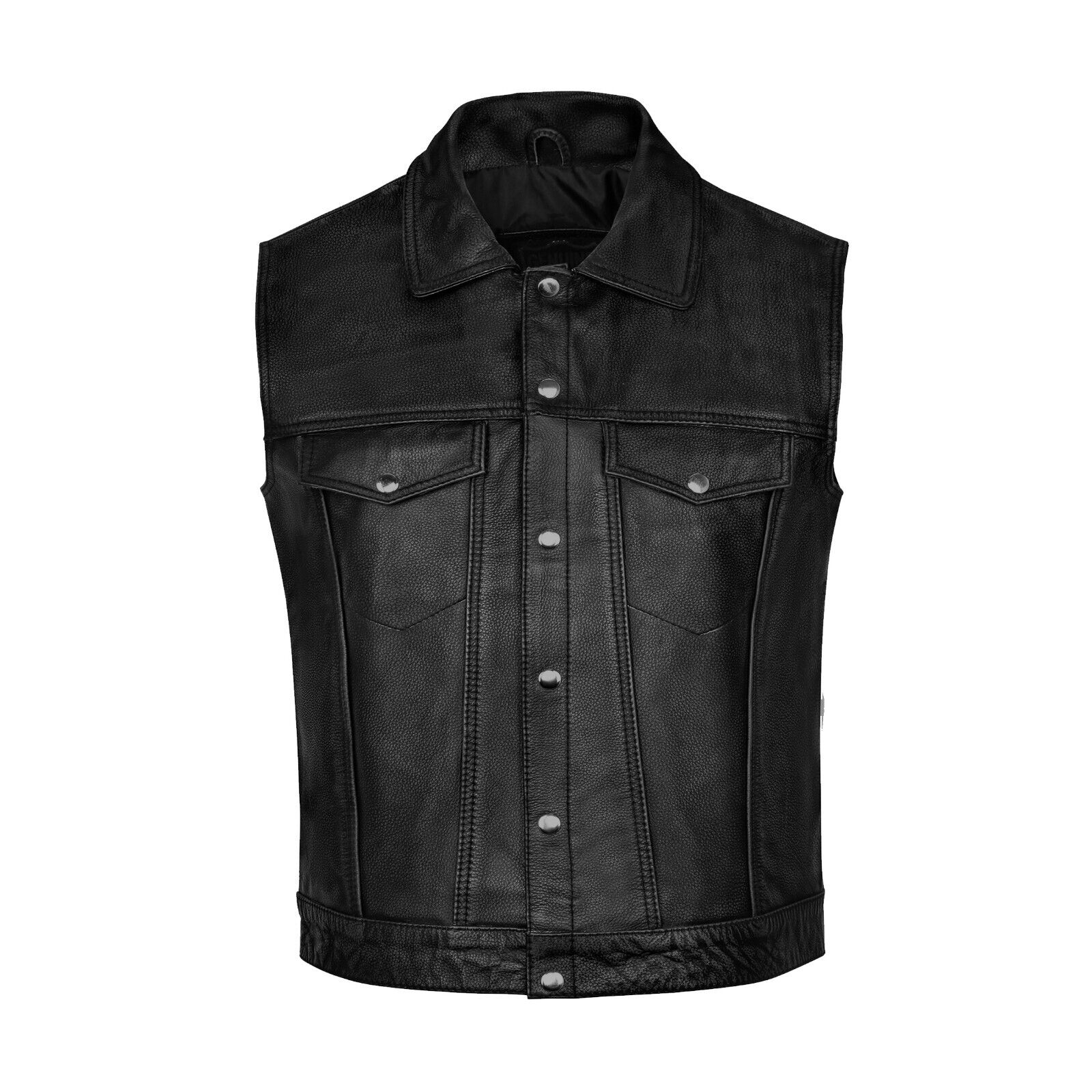 Men's Black Leather Vest